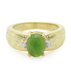 Anello placcato in oro con Crisoprasio Imperiale