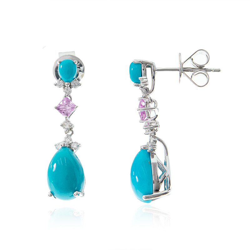 Tuscany Silver Orecchini Pendenti Pupazzo Di Neve Con Turchese: Argento Sterling 925 Riciclato