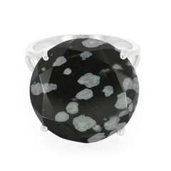Anello in argento con Ossidiana Fiocco di Neve