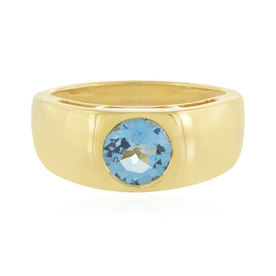 Anello  placcato in oro con Topazio Blu Svizzero