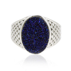 Anello in argento con Agata Glitter Blu Cobalto