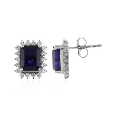 Orecchini in argento con Zaffiro Blu del Madagascar