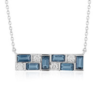 Collana in argento con Cianite Blu Foglia di Tè