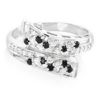 Anello in argento con Spinello Nero e Zaffiro Bianco