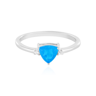 Anello in argento con Opale Blu dell'Etiopia