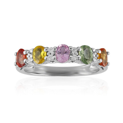 Anello in argento con Zaffiro Fancy