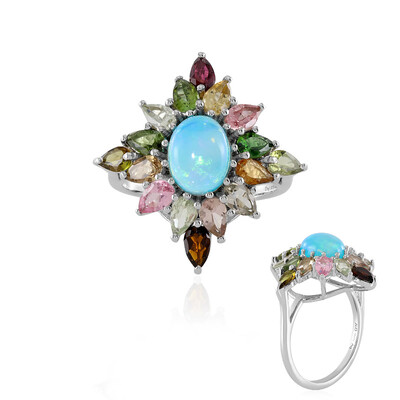 Anello in argento con Opale Blu dell'Etiopia