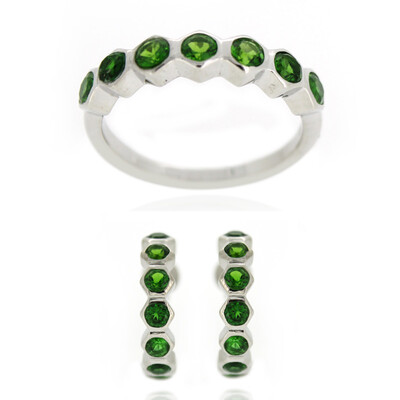 Anello in argento con Diopside Russo