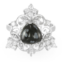 Anello in argento con Ossidiana Fiocco di Neve