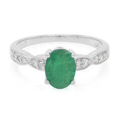 Anello placcato in platino con Smeraldo Bahia