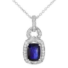 Collana in argento con Zaffiro Blu del Madagascar