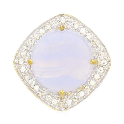 Ciondolo placcato in oro con Agata Blue Lace