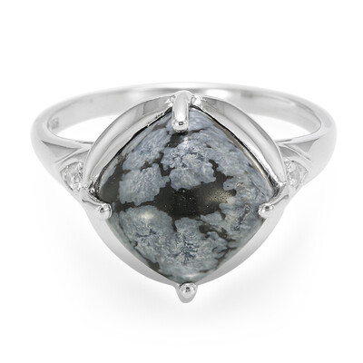 Anello in argento con Ossidiana Fiocco di Neve