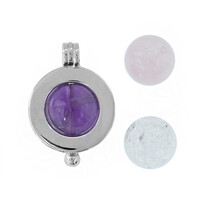 Ciondolo apribile in argento con Quarzo Rosa, Quarzo Bianco &amp; Ametista