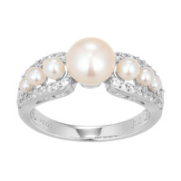 Anello in argento con Perla d'Acqua Dolce Bianca