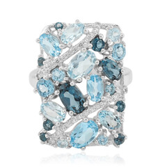 Anello in argento con Topazio Blu Svizzero