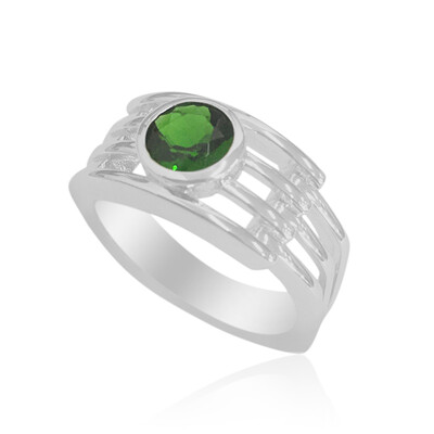 Anello da uomo in argento con Diopside Russo