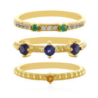 Set anelli in argento con Zaffiro Blu, Smeraldo, Citrino e Zircone