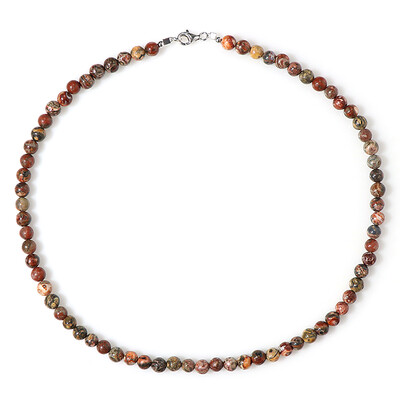 Collana in argento con Diaspro Pelle di Leopardo