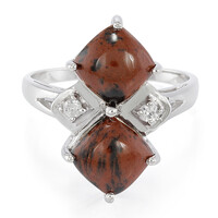 Anello in argento con Ossidiana Mogano