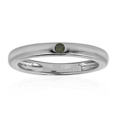 Anello in argento con Diamante Verde I2