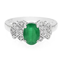 Anello placcato in platino con Smeraldo Bahia