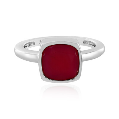Anello in argento con Calcedonio Lampone