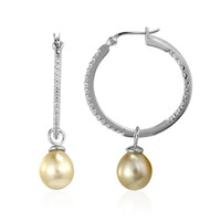 Orecchini in argento con Perla Dorata dei Mari del Sud Kabira (TPC)