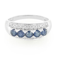 Anello placcato in platino con Zaffiro Kanchanaburi