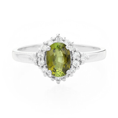Anello placcato in platino con Tormalina Cuprian