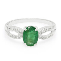 Anello placcato in platino con Smeraldo Bahia