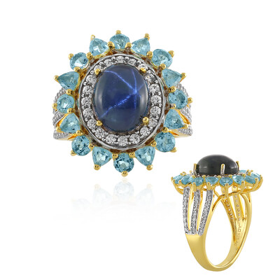 Anello in argento con Zaffiro Stellato Blu