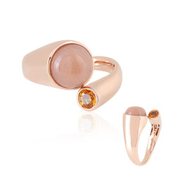 Anello in oro con Pietra di Luna Pesca (KM by Juwelo)