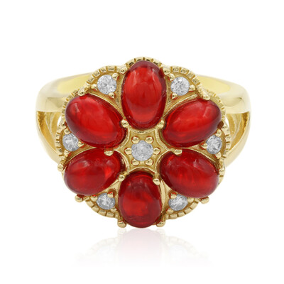 Anello in argento con Opale Rosso dell'Etiopia