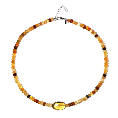 Collana in argento con Quarzo Miele