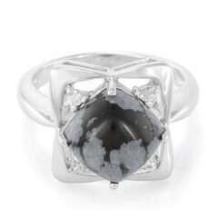 Anello in argento con Ossidiana Fiocco di Neve