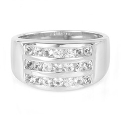 Anello da uomo in argento con Zaffiro Bianco