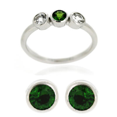 Parure in argento con Diopside Russo