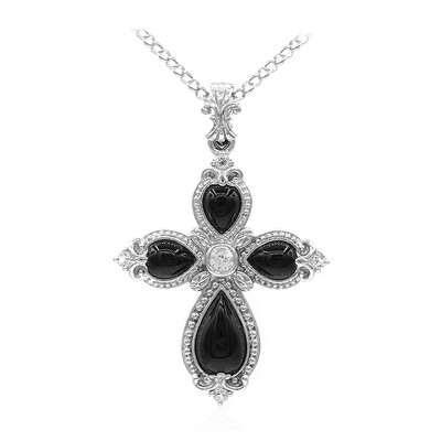 Collana in argento con Agata Nera (Dallas Prince Designs)