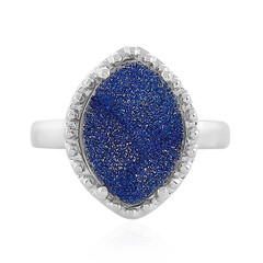 Anello in argento con Agata Glitter Blu Cobalto