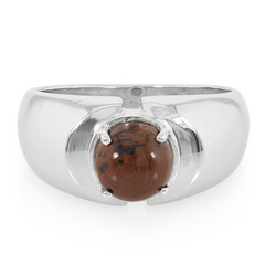 Anello da uomo in argento con Ossidiana Mogano