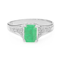 Anello placcato in platino con Smeraldo Bahia
