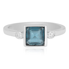 Anello in argento con Cianite Blu Foglia di Tè