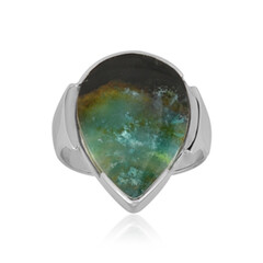 Anello in argento con Legno pietrificato opalizzato (Bali Barong)