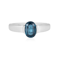 Anello in argento con Cianite Blu Foglia di Tè
