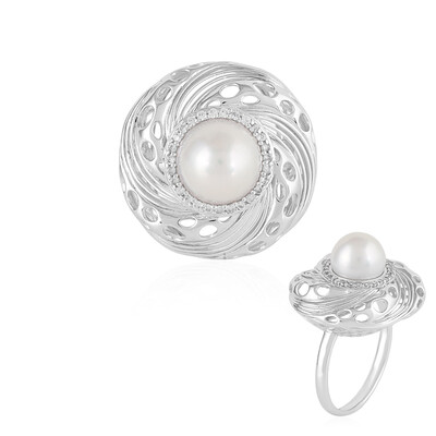 Anello in oro con Perla d'Acqua Dolce Bianca (Ornaments by de Melo)