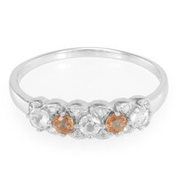 Anello in argento con Zaffiro Arancio e Zaffiro Bianco