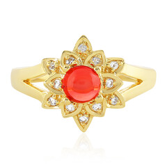 Anello in argento con Opale Rosso dell'Etiopia