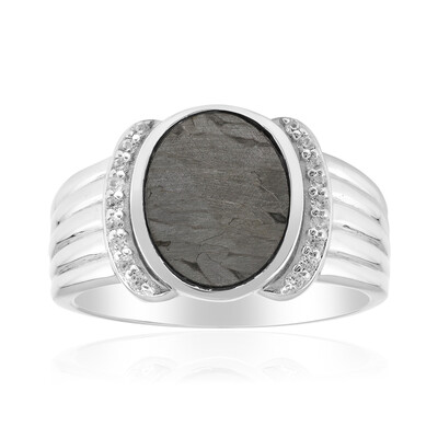 Anello in argento con Meteoriti di Aletai