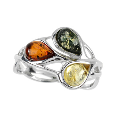 Anello in argento con Ambra Baltica (dagen)